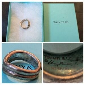 Tiffany & Co Elsa Peretti Sterling Silver Doppio Double Curved Wave Ring Sz 6